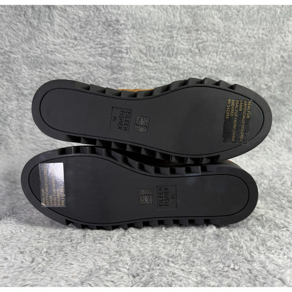 Eileen Fisher Kenille Sport Suede Boots Lace Up Fleece Syrup Brown Women's 8.5 - Picture 3 of 9